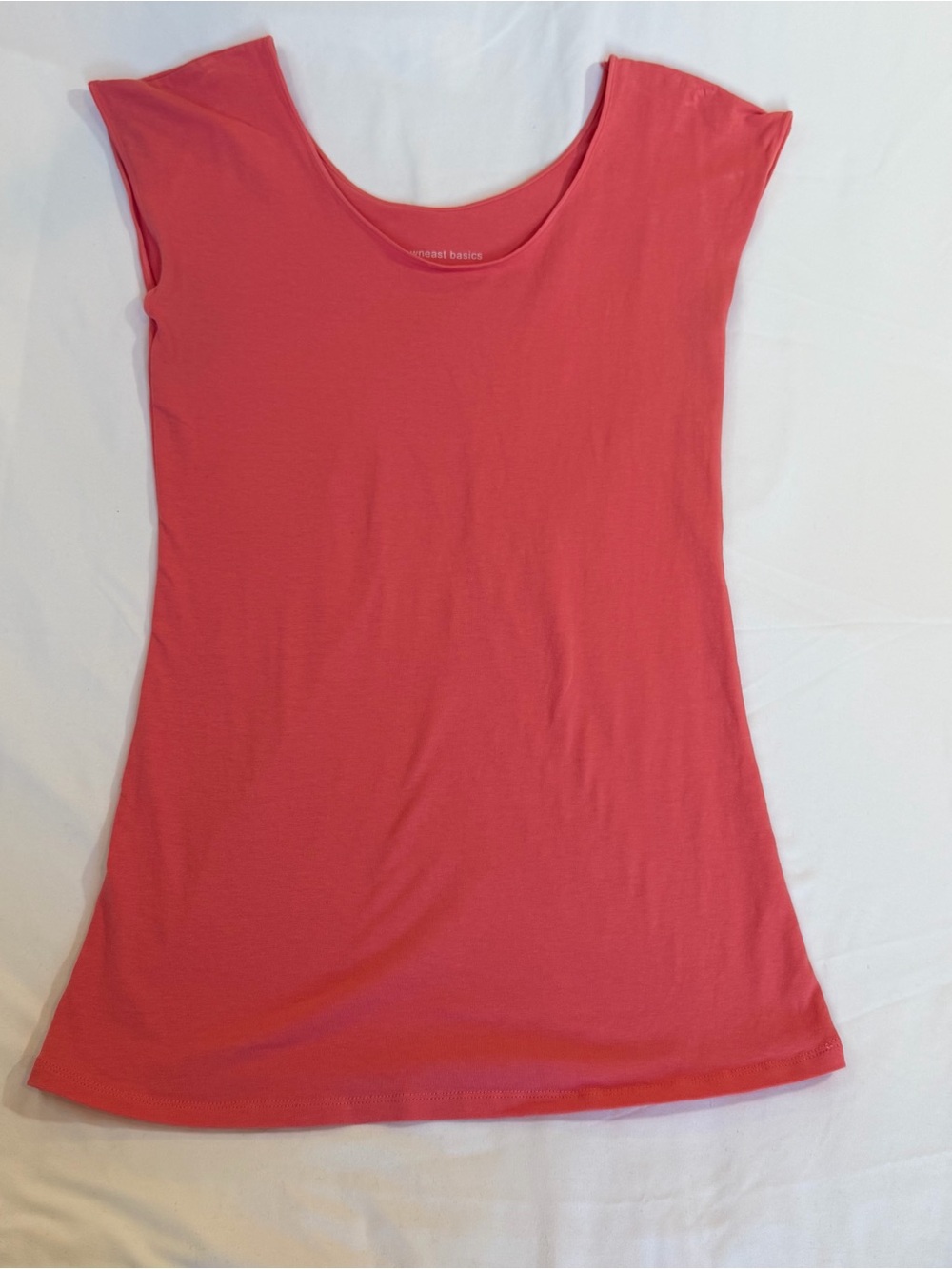 DownEast Basics Wonder Tee Womens M Coral Scoop Neck Cap Sleeve Stretch